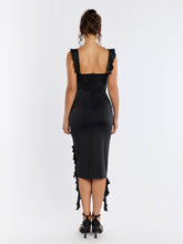 Fly Sleeve Embellished Flower Asymmetrical Hem Dress